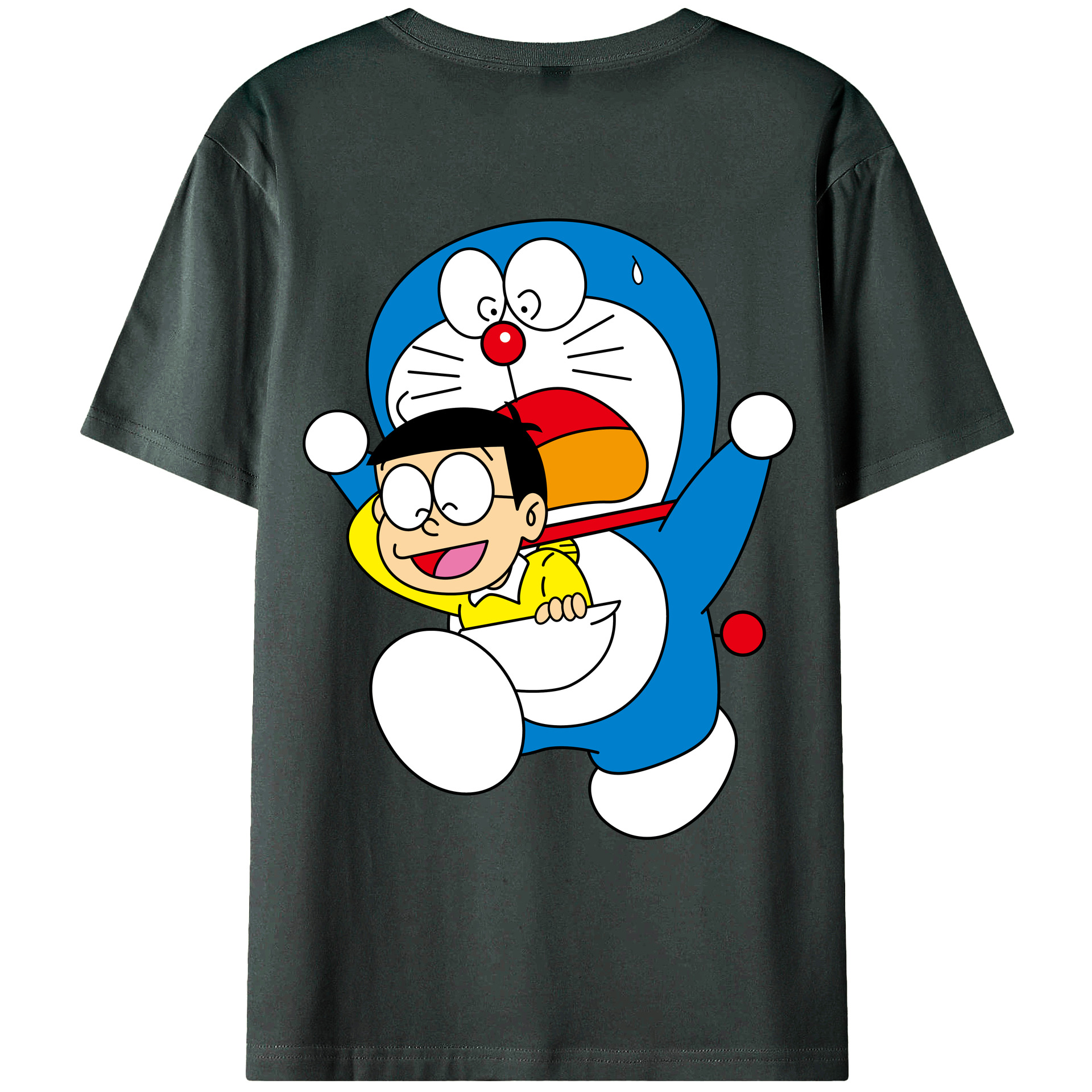（画像用） ドラえもん Doraemon 綿100％ メンズ半袖Tシャツ（バックプリント） 通気性